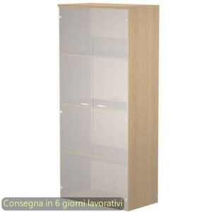 Mobile alto con ante in vetro satinato 80x35xH.180 cm 3 ripiani Presto