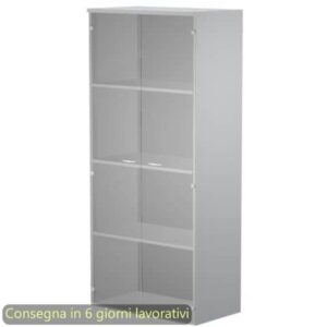 Mobile alto con ante in vetro satinato 80x35xH.180 cm 3 ripiani Presto