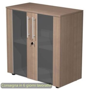 Armadio basso con ante vetro-melaminico con serratura 82,8x43xH.81,4 cm Flora
