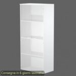 Mobile alto con ante in vetro satinato 80x35xH.180 cm 3 ripiani Presto
