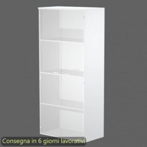 Mobile alto con ante in vetro satinato 80x35xH.180 cm 3 ripiani Presto