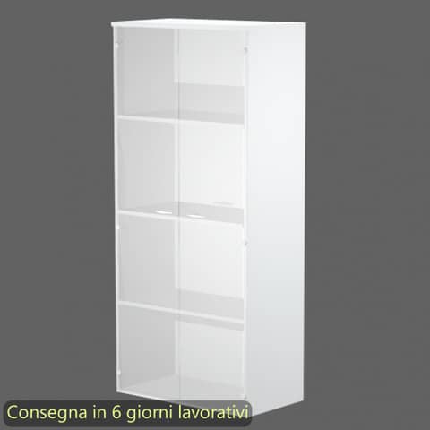 Mobile alto con ante in vetro satinato 80x35xH.180 cm 3 ripiani Presto