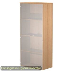 Mobile alto con ante in vetro satinato 80x35xH.180 cm 3 ripiani Presto