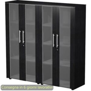 Coppia armadi medi con ante vetro/melaminico 162,8x43xH.158,2 cm