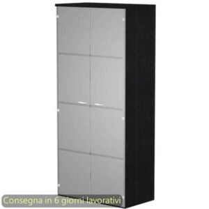 Mobile alto con ante in vetro satinato 80x35xH.180 cm 3 ripiani Presto