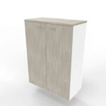 Armadio medio con ante battenti cemento scocca bianca 90x45xH.123,2 cm linea