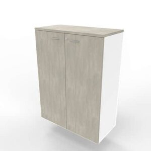 Armadio medio con ante battenti cemento scocca bianca 90x45xH.123,2 cm linea