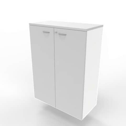 Armadio medio con ante battenti grigio scocca bianca 90x45xH.123,2 cm linea