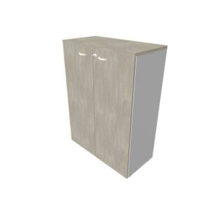 Armadio medio con ante battenti cemento scocca argento 90x45xH.123,2 cm linea