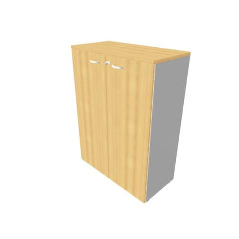Armadio medio con ante battenti faggio scocca argento 90x45xH.123,2 cm linea