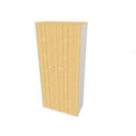 Armadio alto con ante battenti faggio scocca argento 90x45xH.200 cm linea