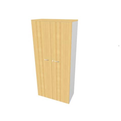 Armadio alto con ante battenti faggio scocca argento 90x45xH.200 cm linea