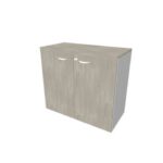 Armadio basso con ante battenti cemento scocca argento 90x45xH.81,5 cm linea