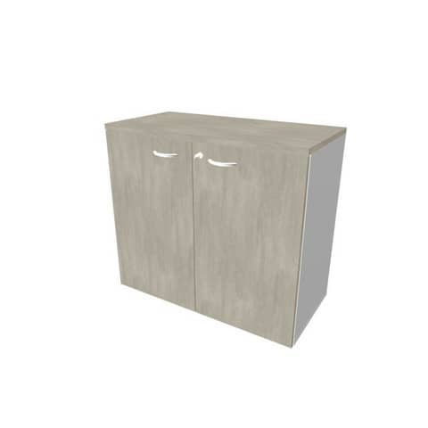 Armadio basso con ante battenti cemento scocca argento 90x45xH.81,5 cm linea