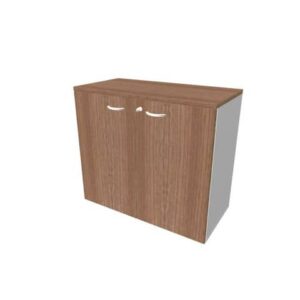 Armadio basso con ante noce canaletto scocca argento 90x45xH.81,5 cm linea