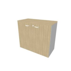 Armadio basso con ante battenti rovere scocca argento 90x45xH.81,5 cm linea