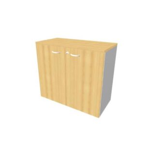 Armadio basso con ante battenti faggio scocca argento 90x45xH.81,5 cm linea