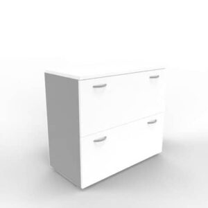 Armadio basso bianco con scocca argento 90x45xH.81,5 cm con due classificatori