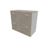 Armadio basso cemento con scocca argento 90x45xH.81,5 cm con due classificatori