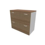 Armadio basso noce canaletto con scocca argento - 90x45xH.81,5 cm con due