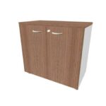 Armadio basso altezza scrivania ante noce canaletto scocca argento 80x45xH.73