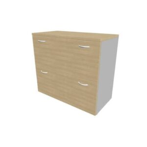 Armadio basso rovere con scocca argento 90x45xH.81,5 cm con due classificatori