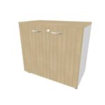 Armadio basso altezza scrivania ante rovere scocca argento 80x45xH.73 cm