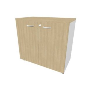 Armadio basso altezza scrivania ante rovere scocca argento 80x45xH.73 cm