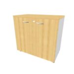 Armadio basso altezza scrivania ante faggio scocca argento 80x45xH.73 cm