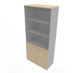 Armadio alto con ante basse rovere e alte in vetro scocca argento 90x45xH.200