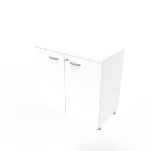 Armadio basso altezza scrivania ante bianche scocca bianca 80x45xH.73 cm