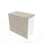 Armadio basso altezza scrivania ante cemento scocca bianca 80x45xH.73 cm