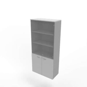 Armadio alto con ante basse grigio e alte in vetro scocca argento 90x45xH.200