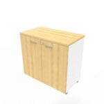 Armadio basso altezza scrivania ante faggio scocca bianca 80x45xH.73 cm