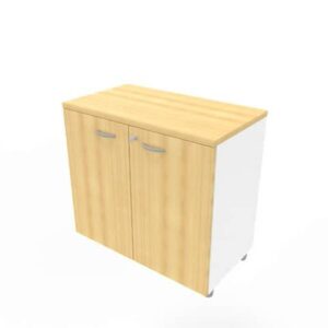 Armadio basso altezza scrivania ante faggio scocca bianca 80x45xH.73 cm