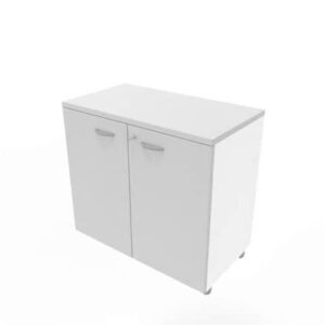 Armadio basso altezza scrivania ante grigio scocca bianca 80x45xH.73 cm