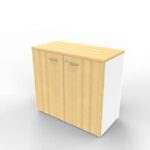 Armadio basso con ante battenti faggio scocca bianca 90x45xH.81,5 cm linea