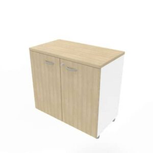 Armadio basso altezza scrivania ante rovere scocca bianca 80x45xH.73 cm