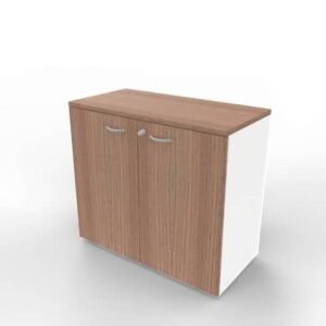 Armadio basso con ante noce canaletto scocca bianca 90x45xH.81,5 cm linea