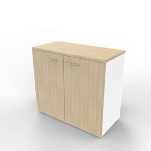 Armadio basso con ante battenti rovere scocca bianca 90x45xH.81,5 cm linea