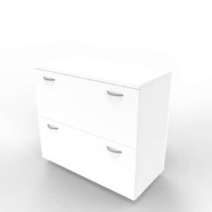 Armadio basso bianco con scocca bianca 90x45xH.81,5 cm con due classificatori