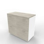 Armadio basso cemento con scocca bianca 90x45xH.81,5 cm con due classificatori