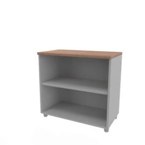 Armadio a giorno basso altezza scrivania noce canaletto scocca argento 80x45xH.73