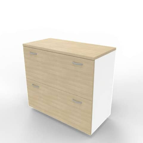 Armadio basso rovere con scocca bianca 90x45xH.81,5 cm con due classificatori