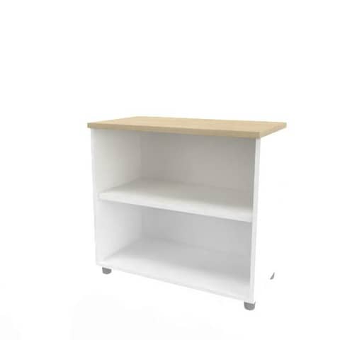 Armadio a giorno basso altezza scrivania rovere scocca bianca 80x45xH.73 cm