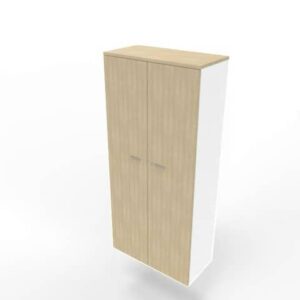 Armadio alto con ante battenti rovere scocca bianca 90x45xH.200 cm linea