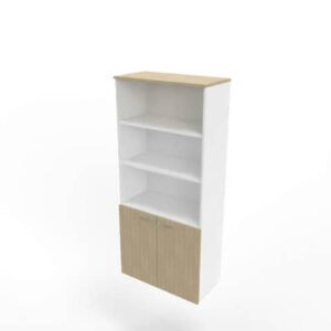 Armadio alto con ante basse rovere scocca bianca 90x45xH.200 cm linea