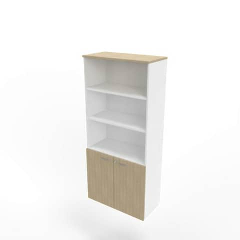Armadio alto con ante basse rovere scocca bianca 90x45xH.200 cm linea