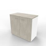 Armadio basso con ante battenti cemento scocca bianca 90x45xH.81,5 cm linea