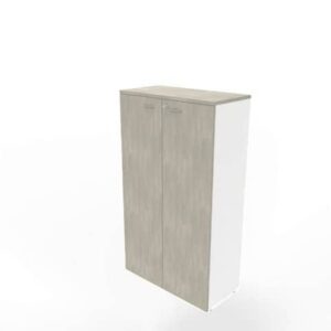 Armadio medio con ante battenti cemento scocca bianca 90x45xH.160 cm linea